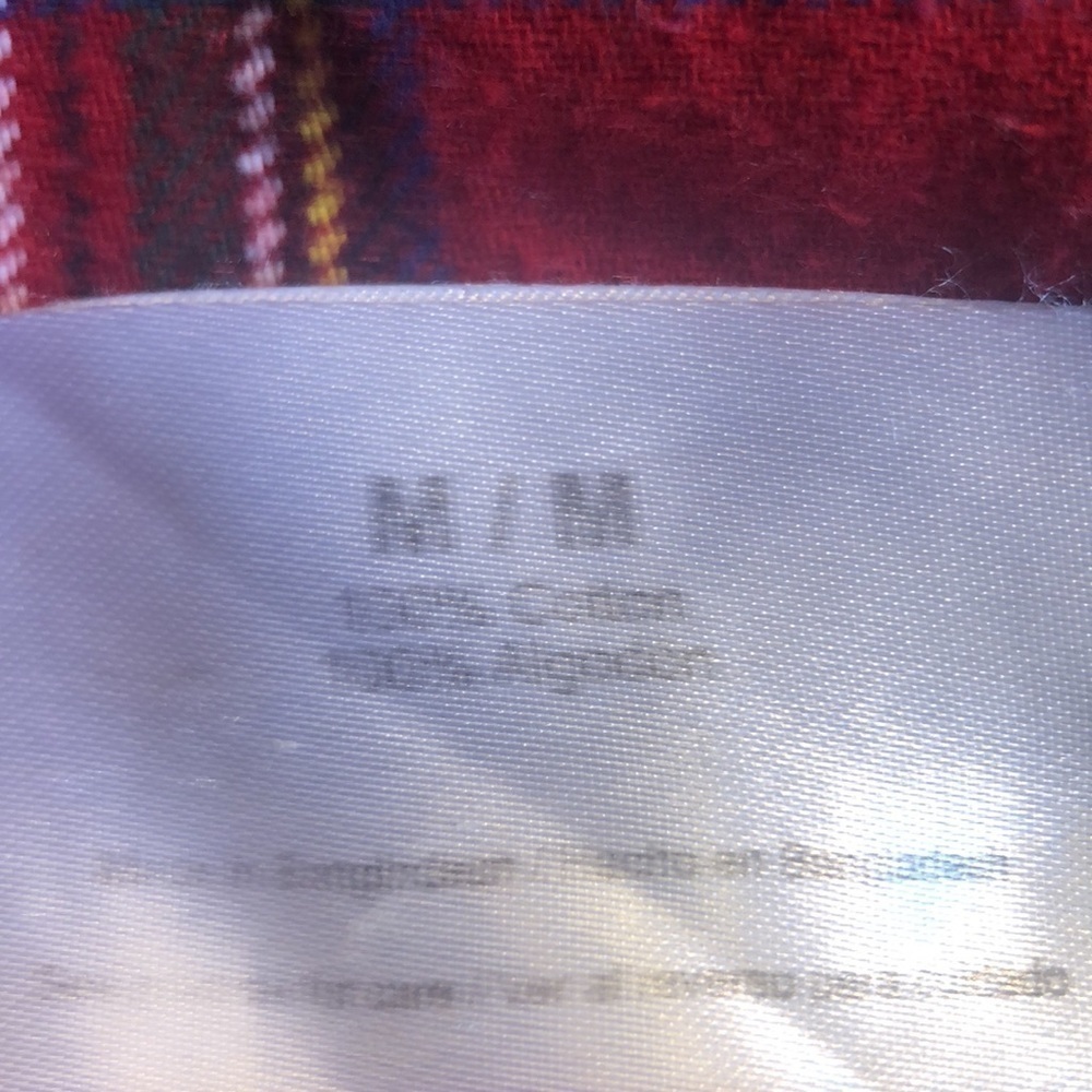 EDDIE BAUER Men's Medium Red  Plaid Flannel Button Down  USED Good Condition - Picture 13 of 15